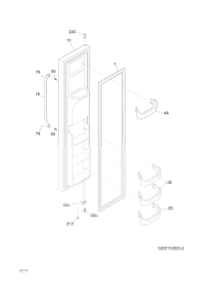 Freezer Door Diagram and Parts List for FFHS2622MSVA  Frigidaire Refrigerator