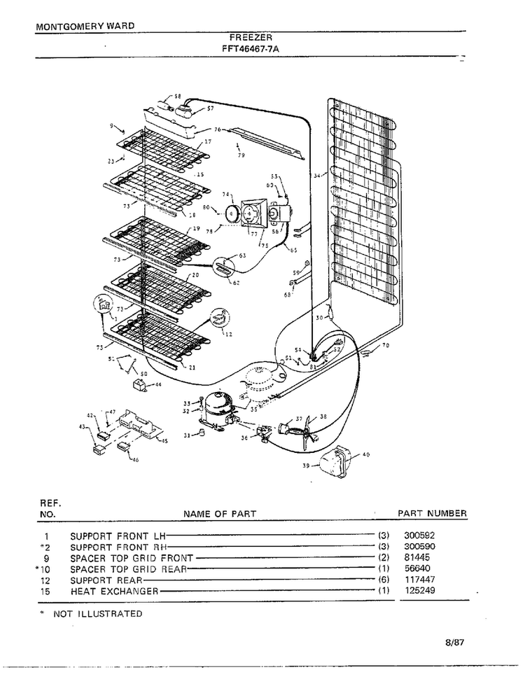 Freezer Page 3 Diagram and Parts List for 46467A-7  Frigidaire Freezer