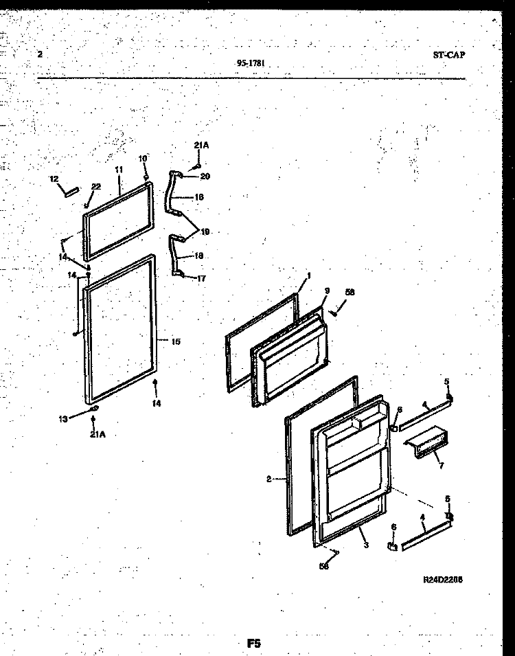DOOR PARTS Diagram and Parts List for 95-1781-23-01  Tappan Refrigerator