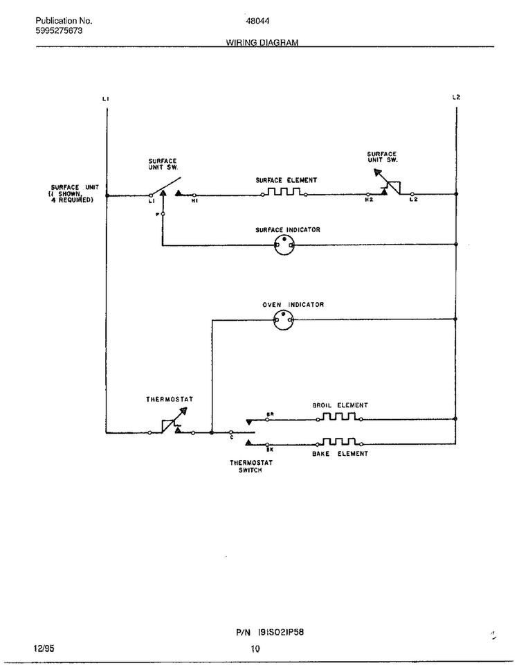 Wiring Diagram Diagram and Parts List for 480440D  Frigidaire Range