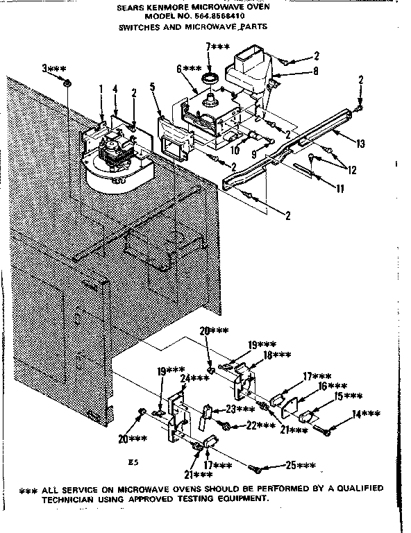 Switches And Microwave Parts Diagram and Parts List for 5648568410  Kenmore Microwave