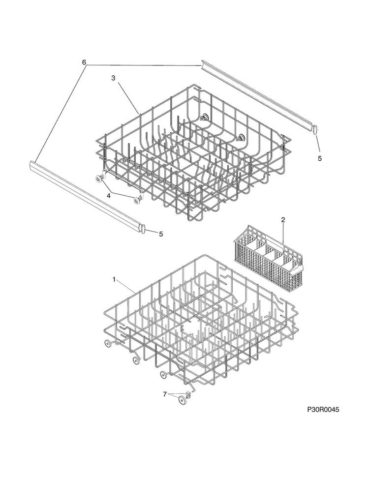 Racks Diagram and Parts List for FBD2400KS4B  Frigidaire Dishwasher