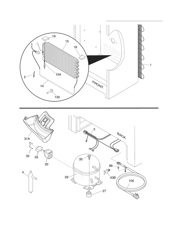System Diagram and Parts List for GLFH21F8HWH  Frigidaire Freezer