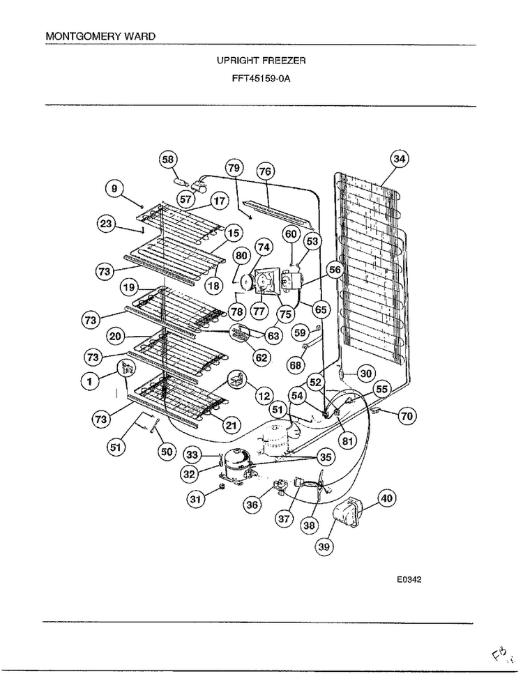 Upright Freezer Page 3 Diagram and Parts List for 45159A  Frigidaire Freezer