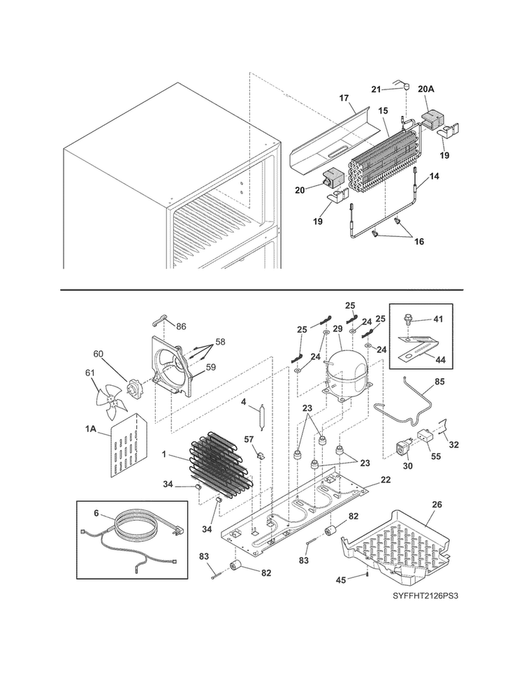 System Diagram and Parts List for LGHT2137NF6  Frigidaire Refrigerator
