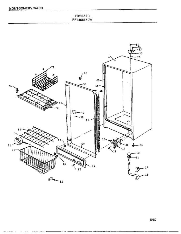 Freezer Page 3 Diagram and Parts List for 46857-7A  Frigidaire Freezer