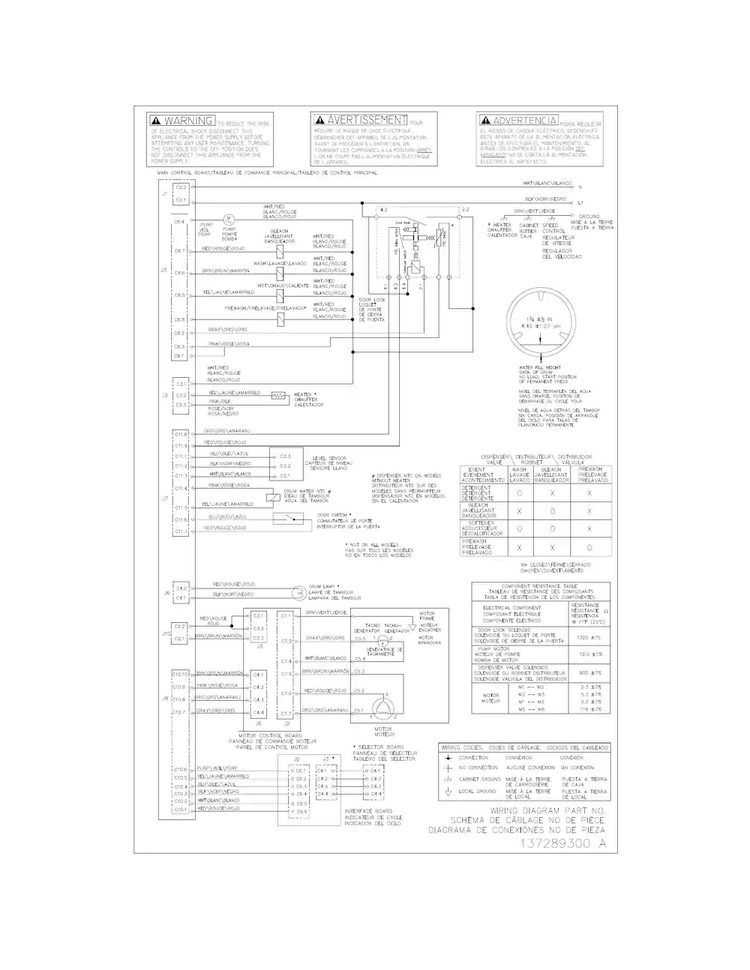 Wiring Diagram Diagram and Parts List for FFFW5100QA0  Frigidaire Washer