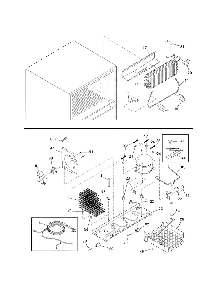 System Diagram and Parts List for 25361554016  Kenmore Refrigerator