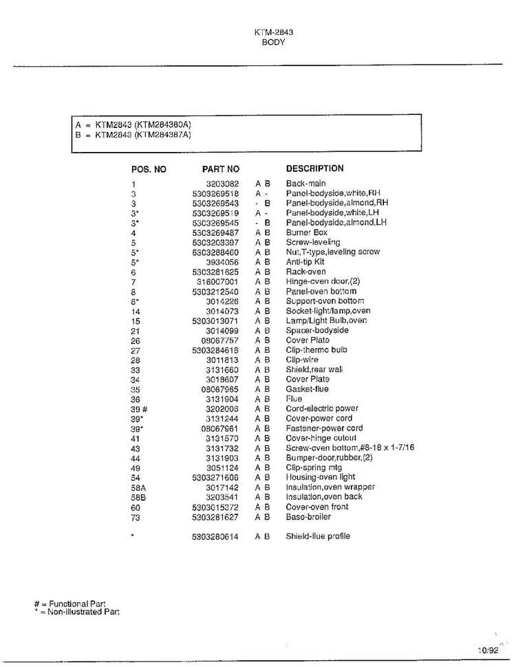Body Page 2 Diagram and Parts List for 2343-87A  Frigidaire Range