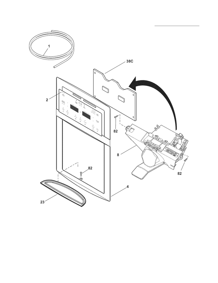 Ice & Water Dispenser Diagram and Parts List for LGHC2342LF3  Frigidaire Refrigerator