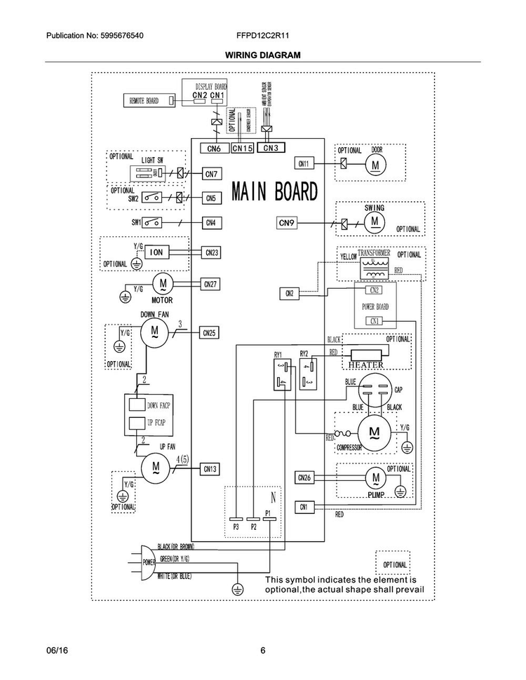 Wiring Diagram Diagram and Parts List for FFPD12C2R11  Frigidaire Air Conditioner