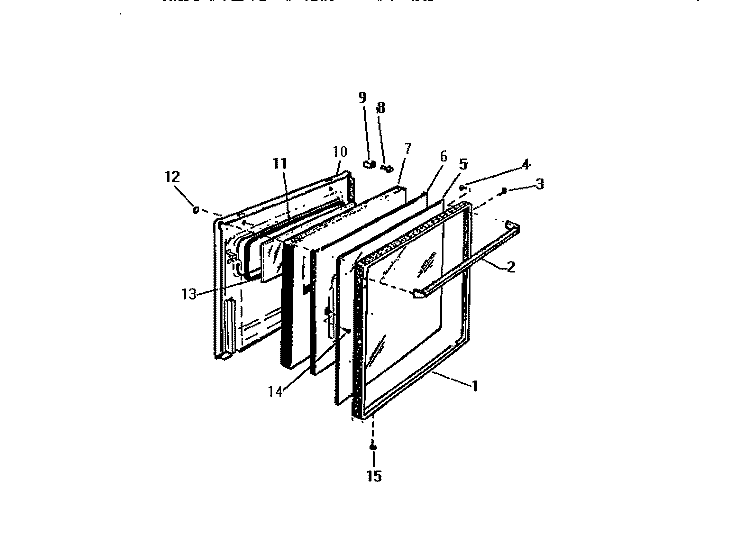 DOOR Diagram and Parts List for GF970HXW0  Frigidaire Wall Oven