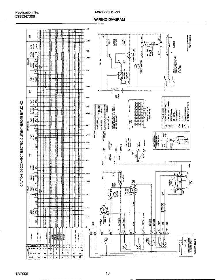 WIRING DIAGRAM Diagram and Parts List for MWX223REW3  Frigidaire Washer
