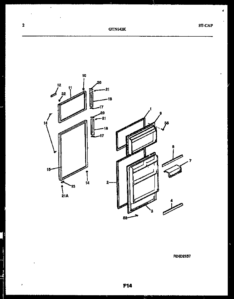 DOOR PARTS Diagram and Parts List for GTL142BK3  Frigidaire Refrigerator