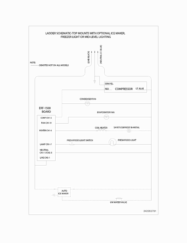 Wiring Schematic Diagram and Parts List for FFHT1800PS0  Frigidaire Refrigerator