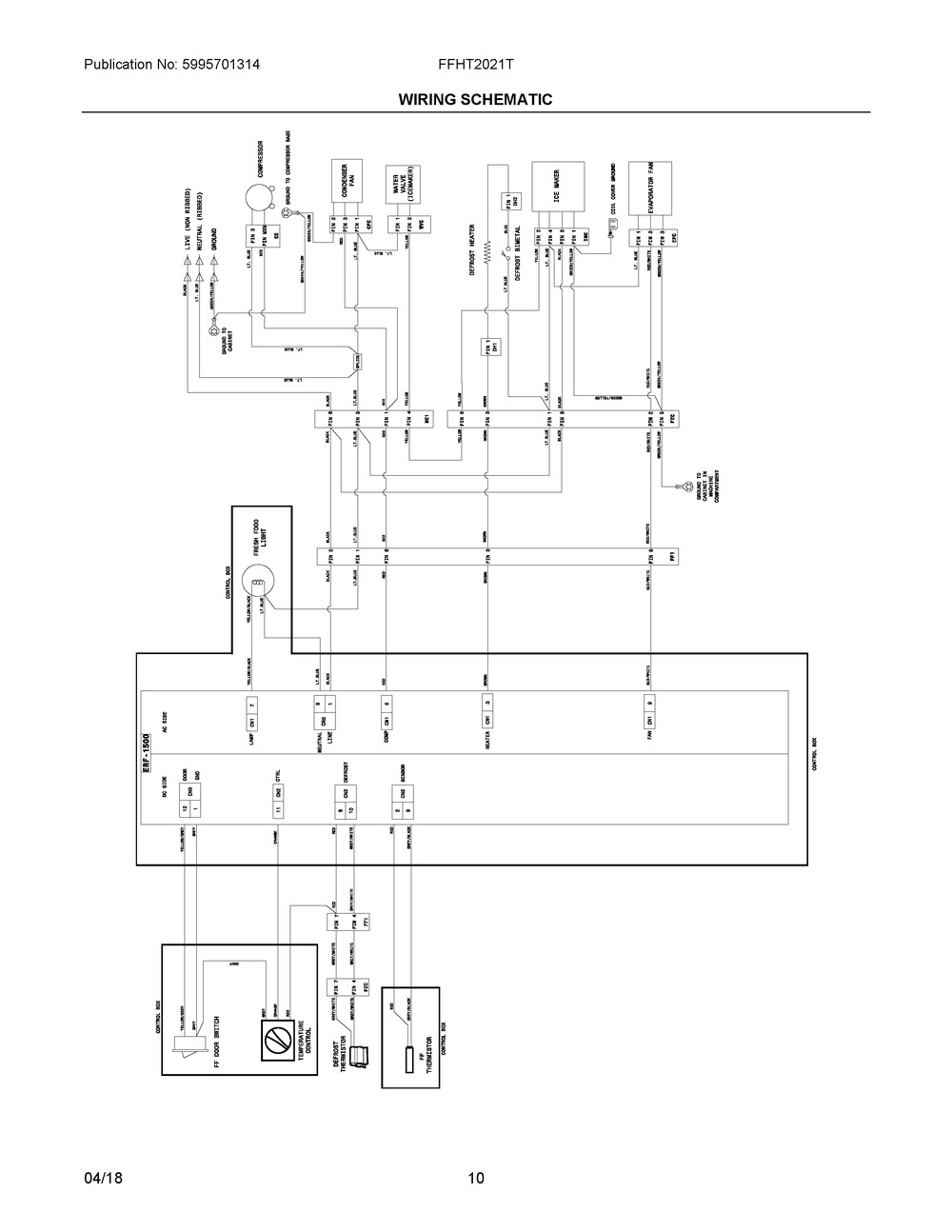 Wiring Schematic Diagram and Parts List for FFHT2021TB1  Frigidaire Refrigerator