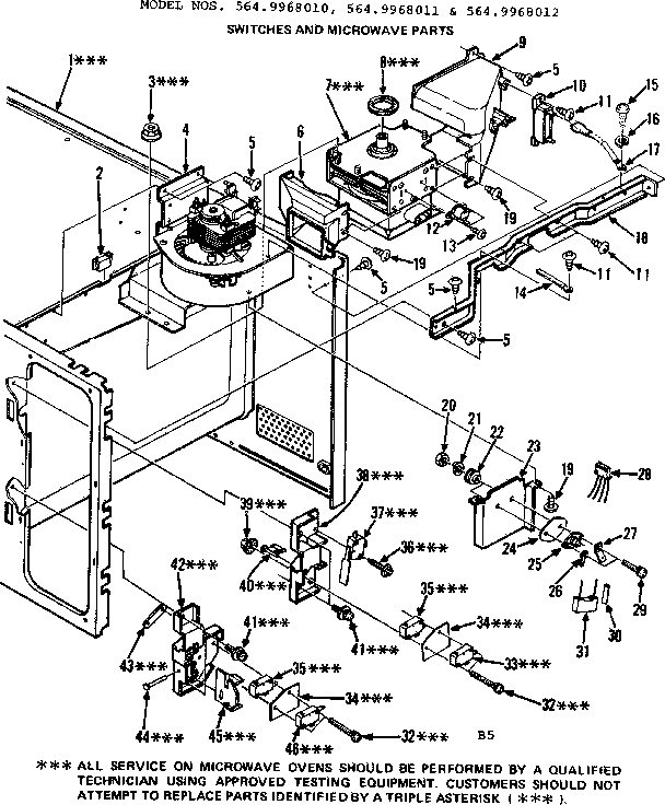 Swithces And Microwave Parts Diagram and Parts List for 5649968010  Kenmore Microwave