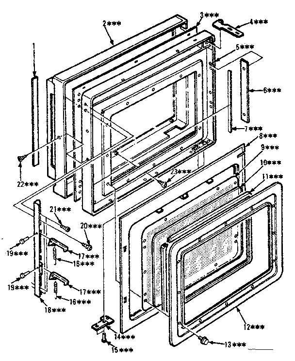 Door Parts Diagram and Parts List for 5648878520  Kenmore Microwave