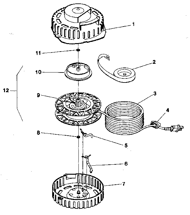 Cordwinder Assembly Diagram and Parts List for 00067  Electrolux Canister Vacuum