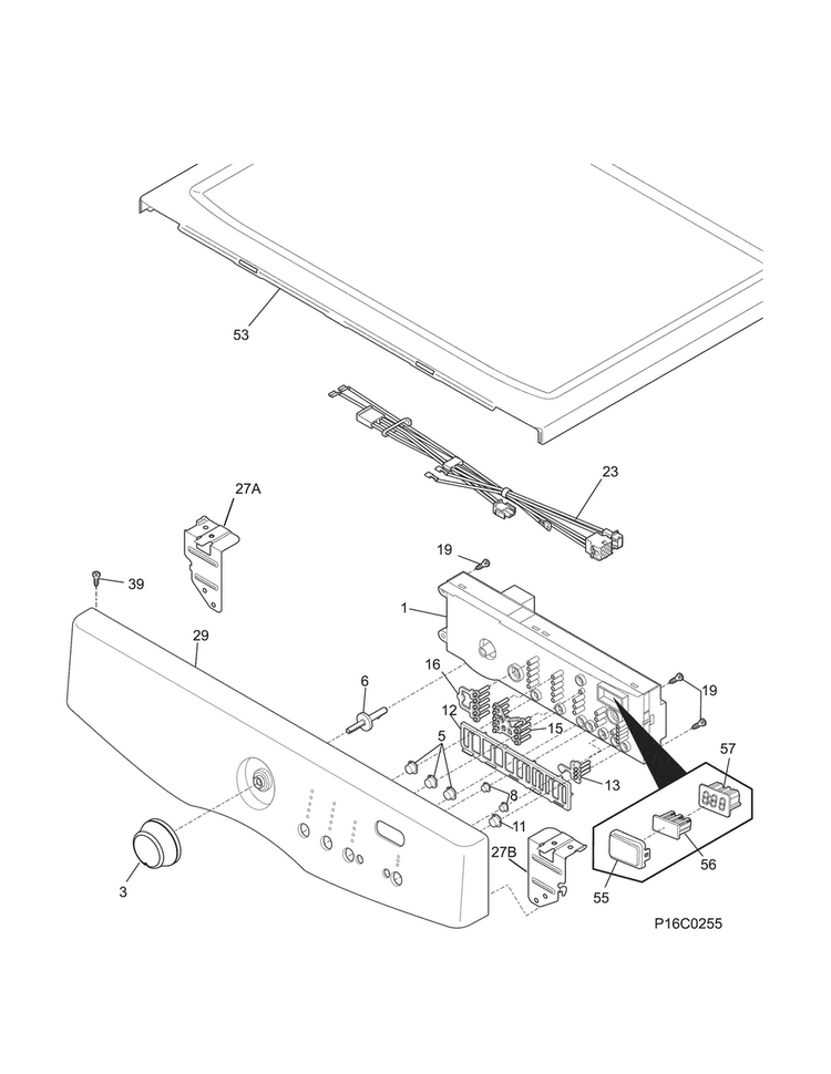 Controls/top Panel Diagram and Parts List for 41781122311  Kenmore Dryer