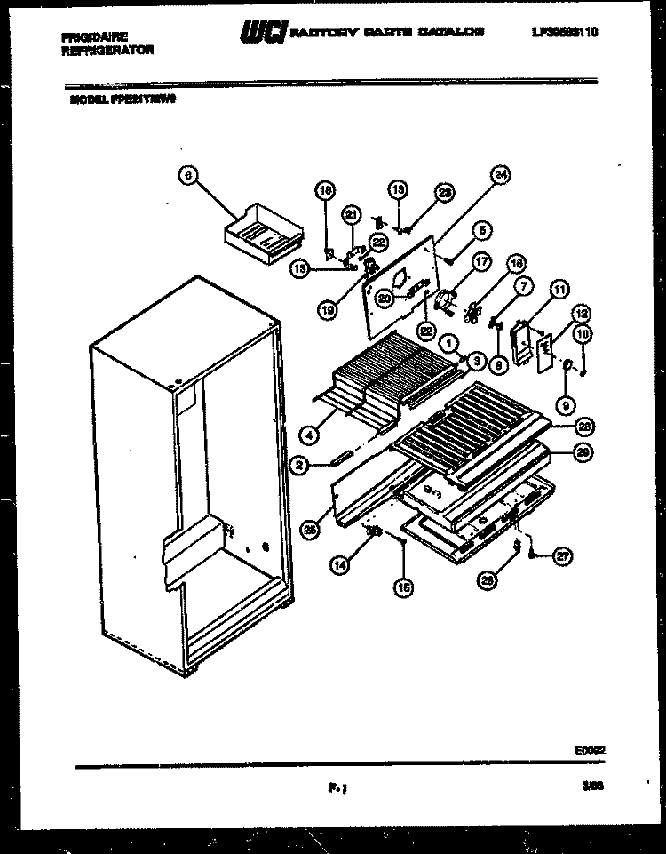 SHELVES AND SUPPORTS Diagram and Parts List for FPE21TIEF0  Frigidaire Refrigerator