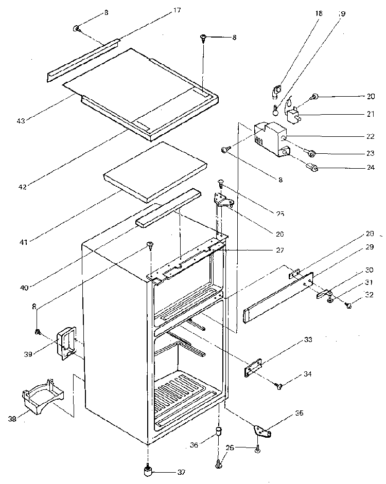 Cabinet Diagram and Parts List for 5648982980  Kenmore Refrigerator