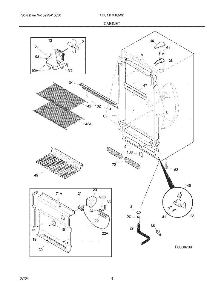 CABINET Diagram and Parts List for FFU11FK1CW2  Frigidaire Freezer