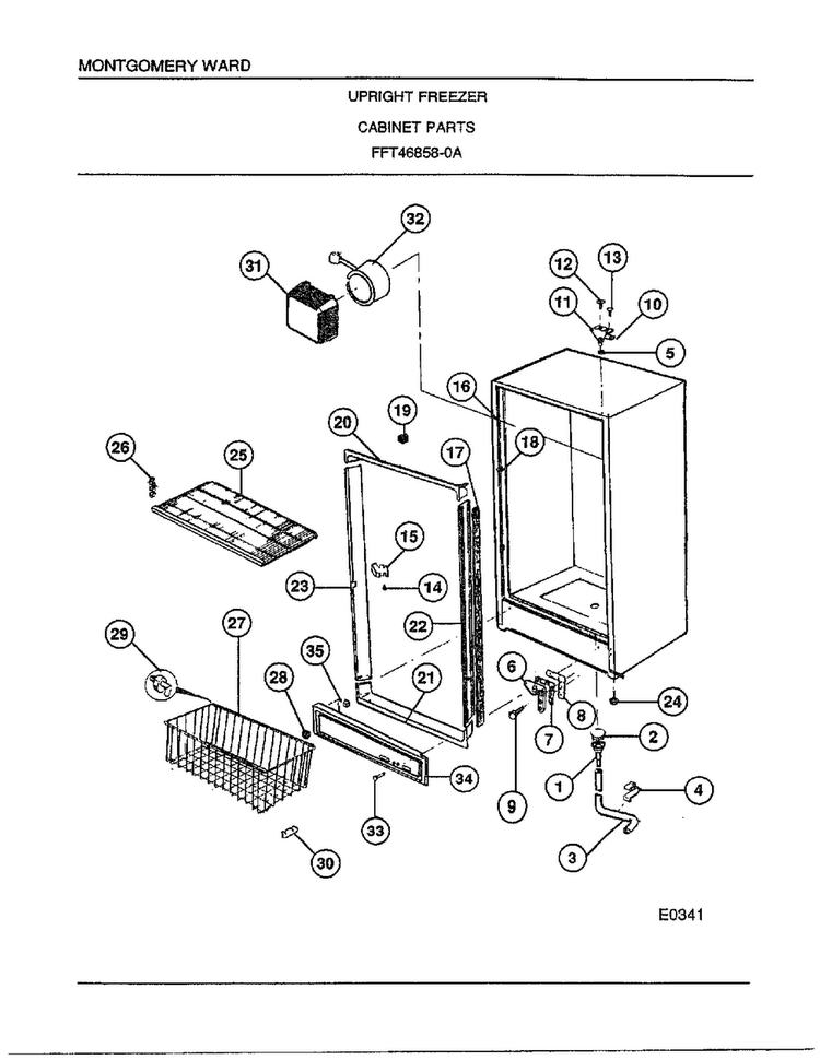 Cabinet Parts Diagram and Parts List for 46858-A  Frigidaire Freezer