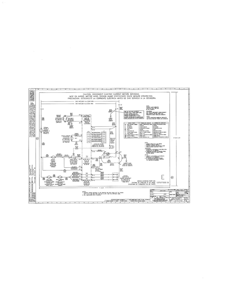 Wiring Diagram Diagram and Parts List for FFSE5115PW0  Frigidaire Dryer