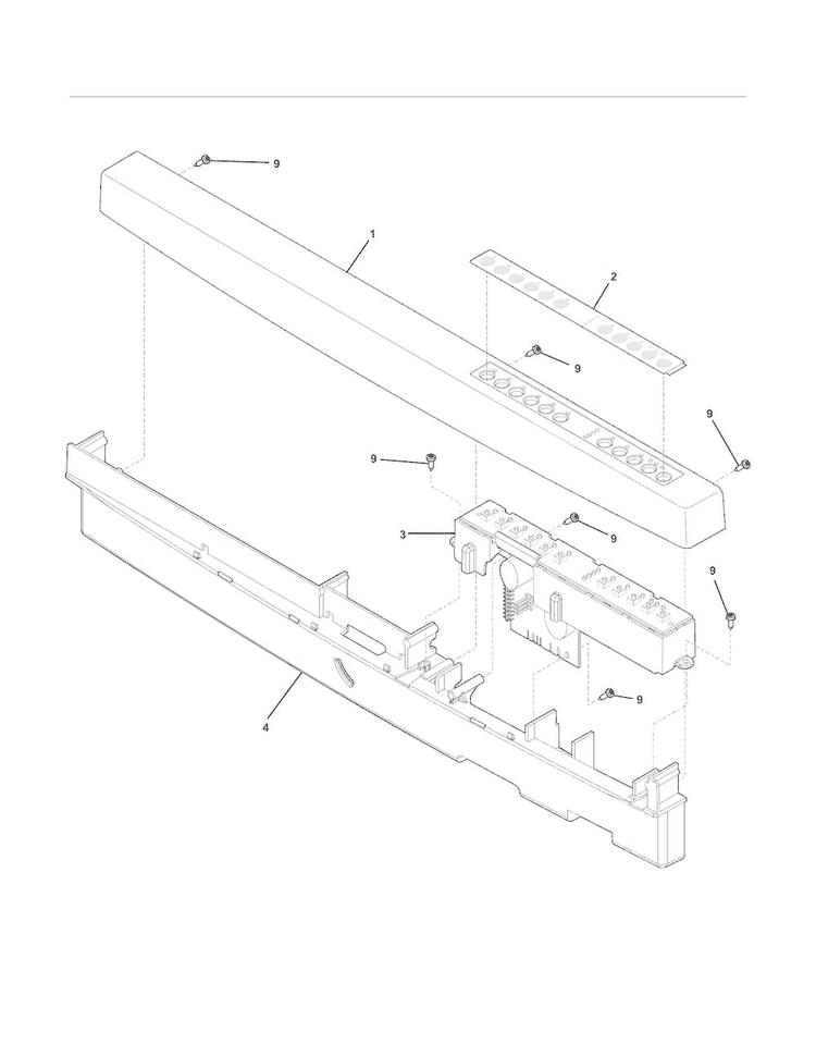 Control Panel Diagram and Parts List for EIDW6105GW2B  Electrolux Dishwasher