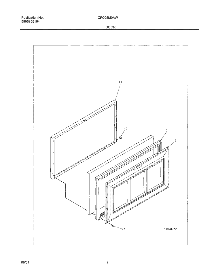 DOOR Diagram and Parts List for CFC05M0AW0  Uni Freezer