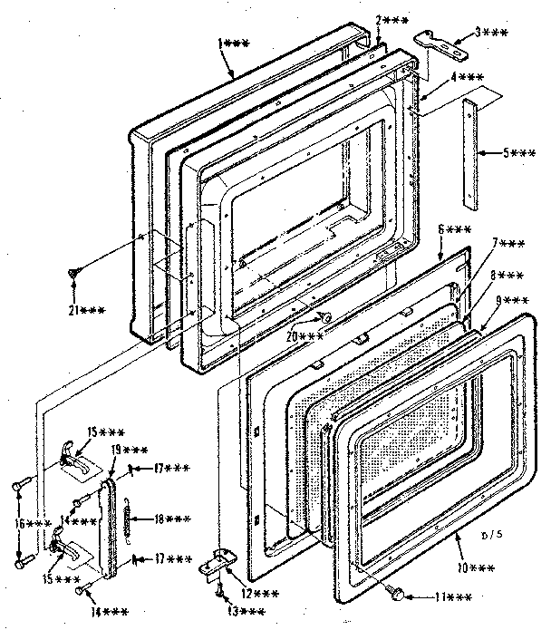 Door Parts Diagram and Parts List for 5648988310  Kenmore Microwave
