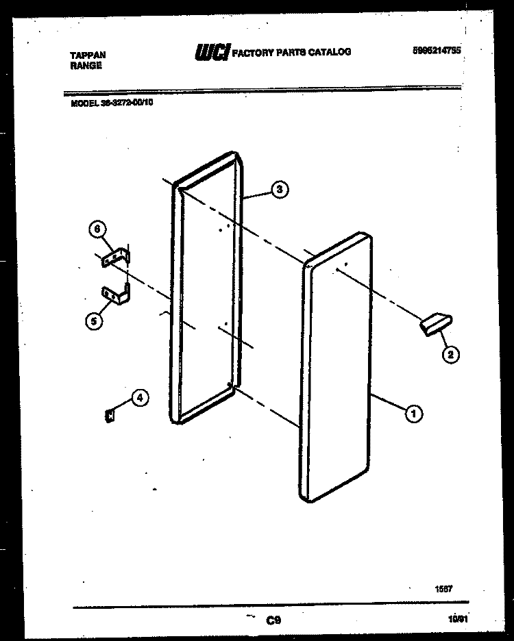 PANEL COMPARTMENT Diagram and Parts List for 36-3272-23-10  Tappan Range