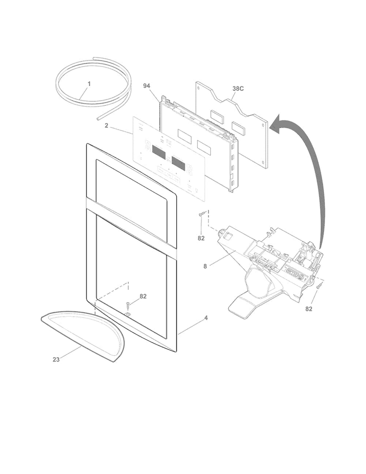 Controls & Ice Dispenser Diagram and Parts List for 25370312211  Kenmore Refrigerator