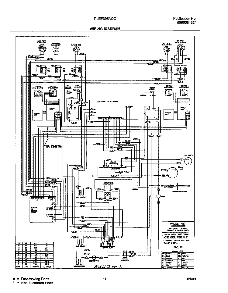 WIRING DIAGRAM Diagram and Parts List for PLEF398ACC  Frigidaire Range