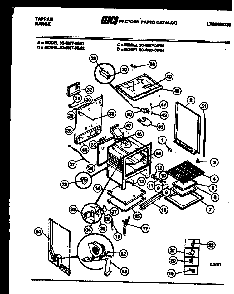 BODY PARTS Diagram and Parts List for 30-4997-23-03  Tappan Range