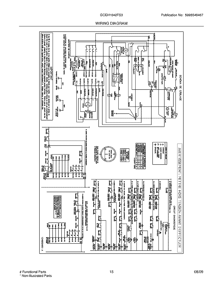 WIRING DIAGRAM Diagram and Parts List for GCEH1642FS3  Frigidaire Washer Dryer Combo