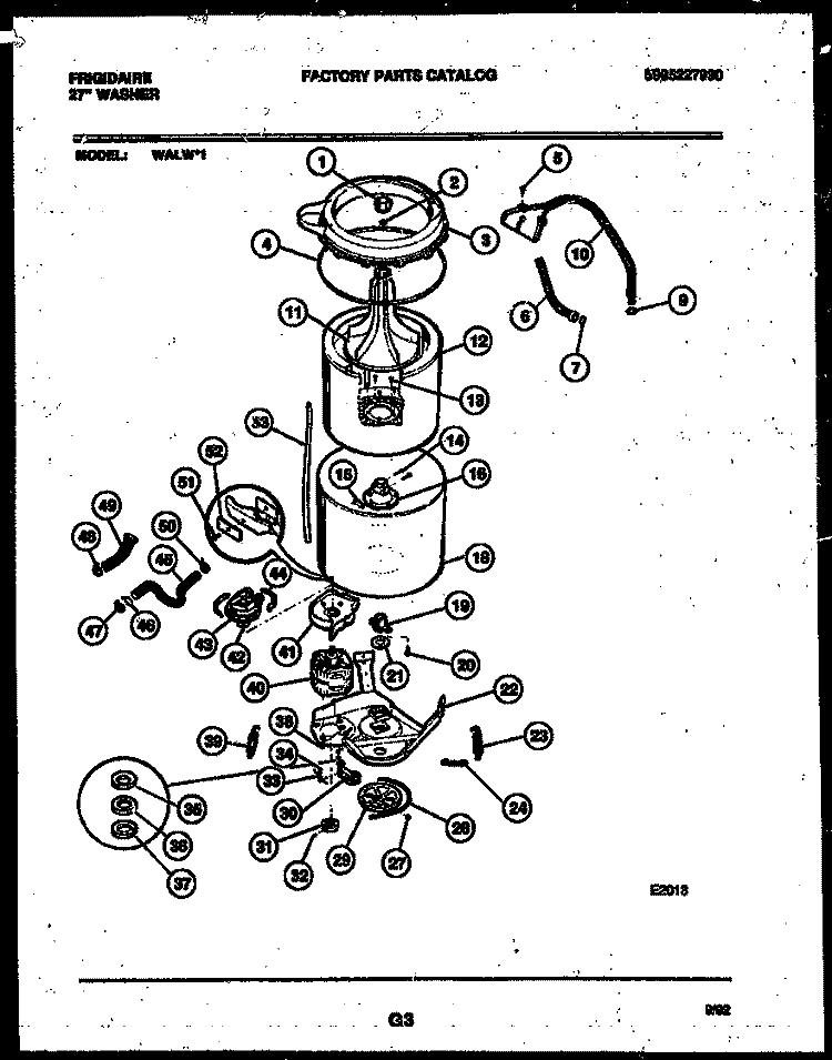 TUB DETAIL Diagram and Parts List for WALL1  Frigidaire Washer