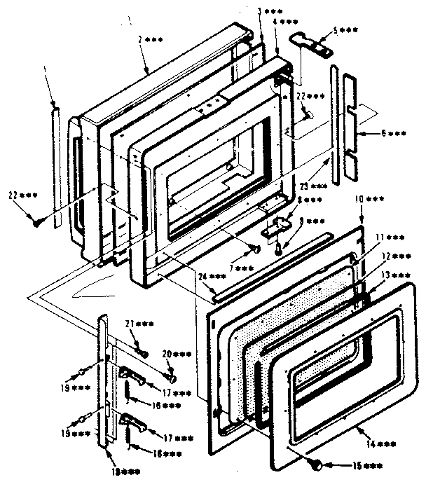 Door Parts Diagram and Parts List for 5648788691  Kenmore Microwave