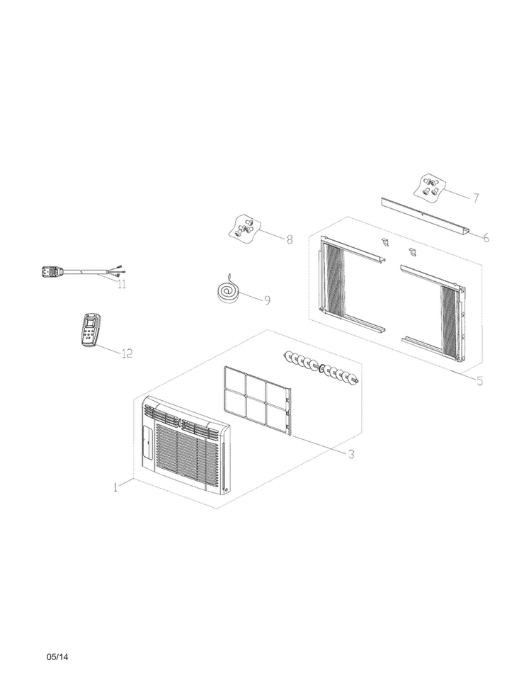 Recommended Spare Parts Diagram and Parts List for FFRA0522Q11  Frigidaire Air Conditioner