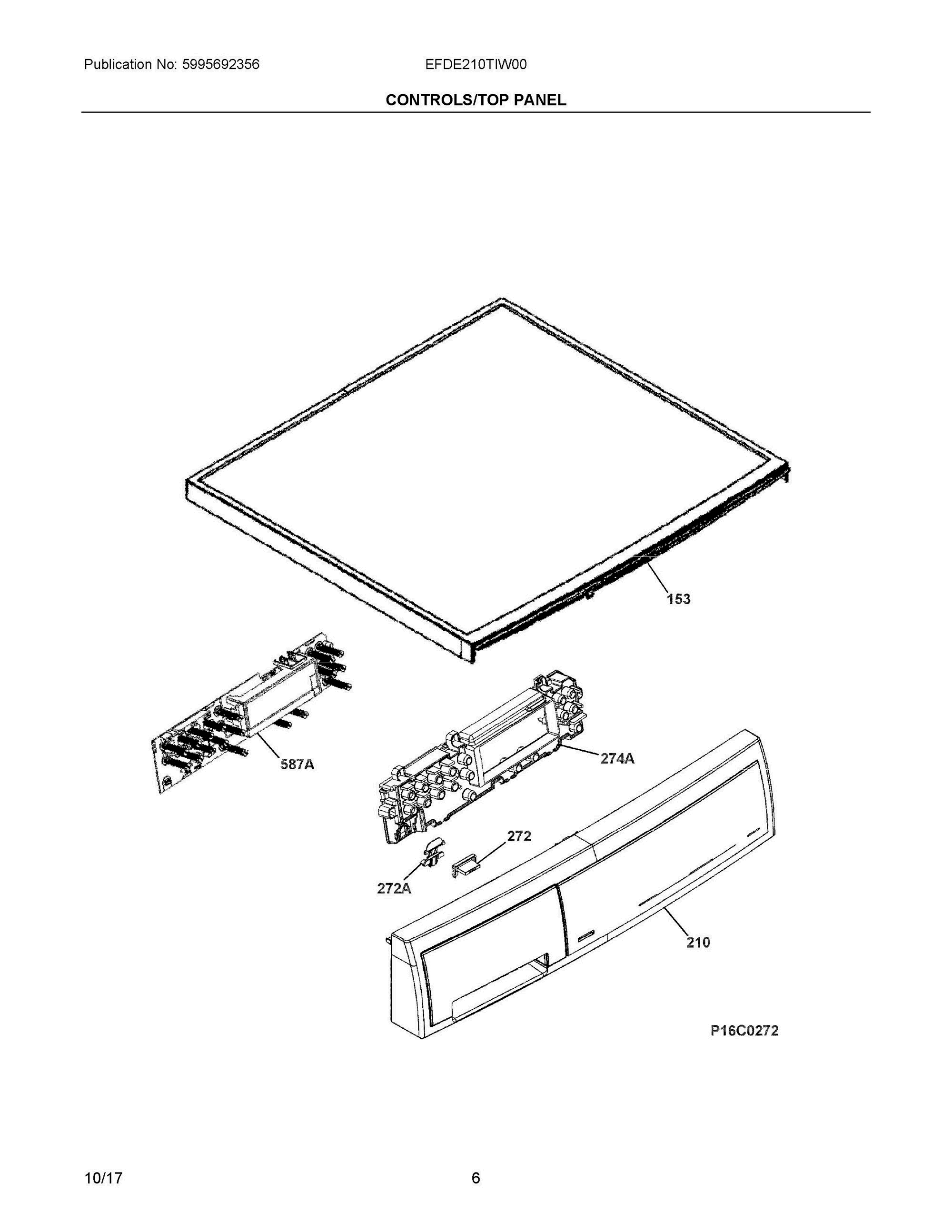 04 - CONTROLS/TOP PANEL Diagram and Parts List for EFDE210TIW00  Frigidaire Dryer