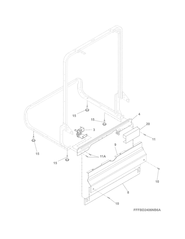 Frame Diagram and Parts List for LFID2422RF1A  Frigidaire Dishwasher