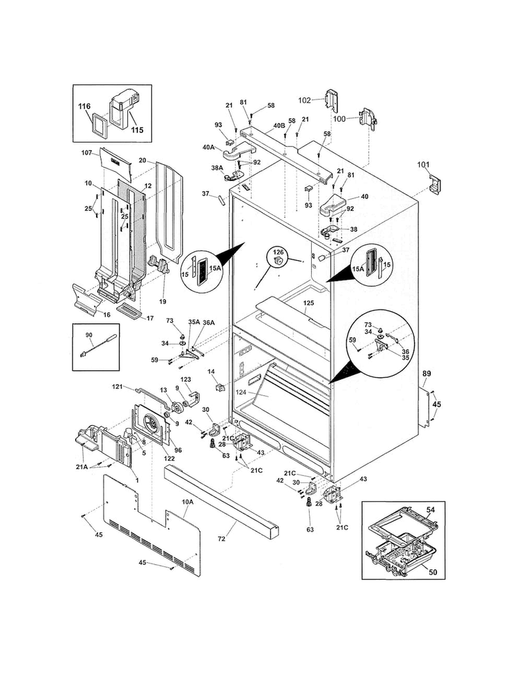 Cabinet Diagram and Parts List for FPBS2777RF6  Frigidaire Refrigerator