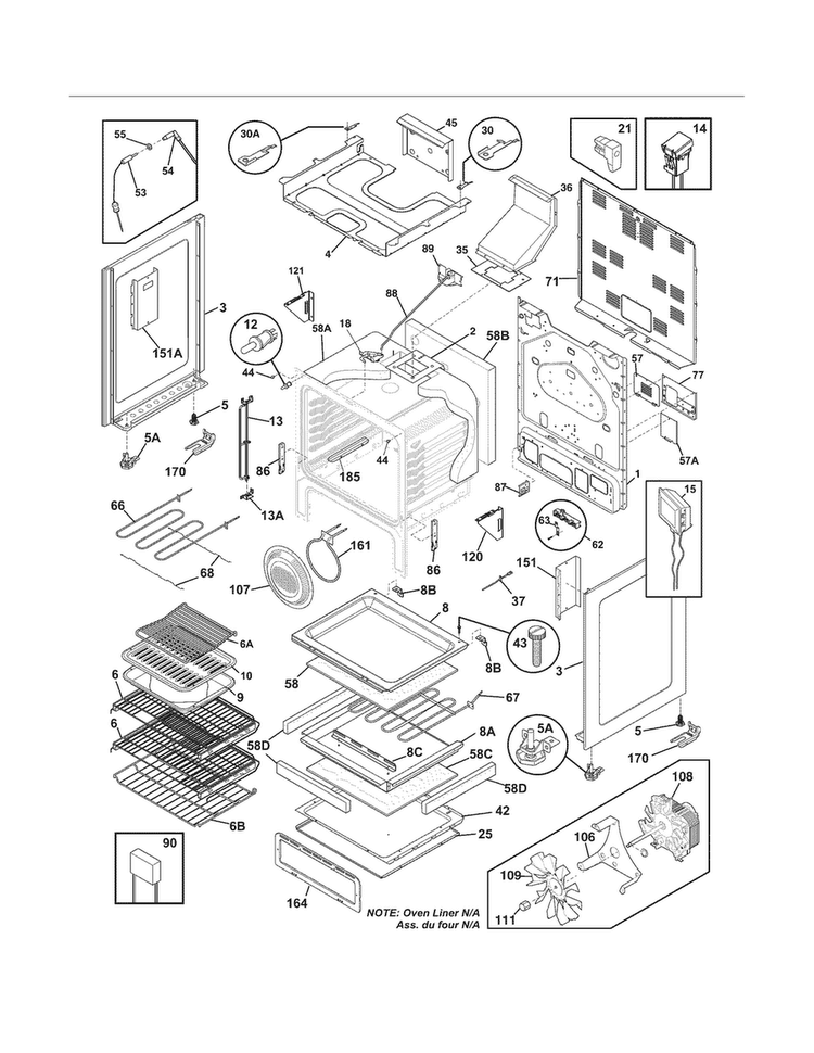Body Diagram and Parts List for EW30DF65GSN  Electrolux Range