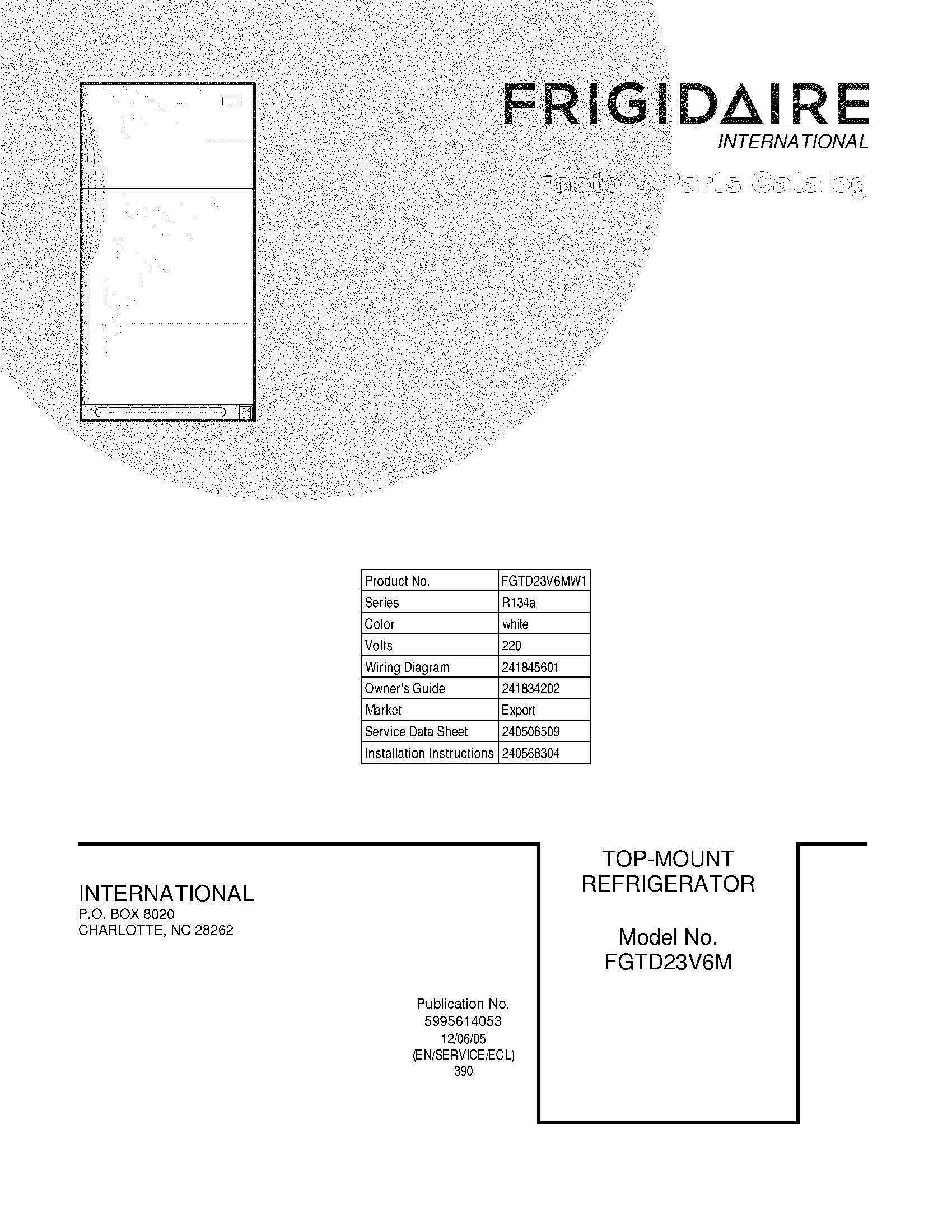 01 - COVER Diagram and Parts List for FGTD23V6MW1  Frigidaire Refrigerator