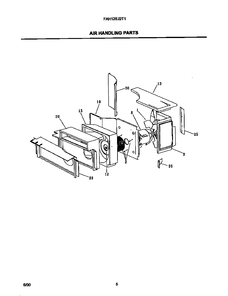 AIR HANDLING PARTS Diagram and Parts List for FAH12EJ2T1  Frigidaire Air Conditioner