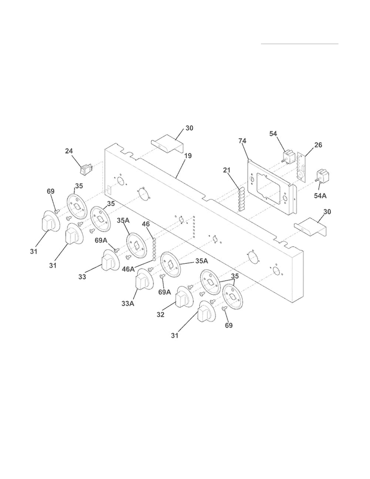 Backguard Diagram and Parts List for E30DF7CGPS5  Electrolux Range