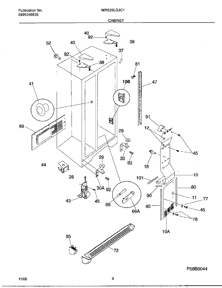 CABINET Diagram and Parts List for MRS26LGJC1  Uni Refrigerator