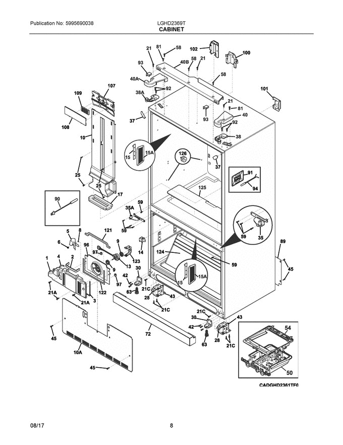 04 - Cabinet Diagram and Parts List for LGHD2369TD0  Frigidaire Refrigerator