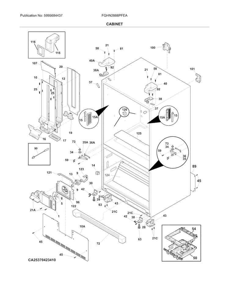 Cabinet Diagram and Parts List for FGHN2866PFEA  Frigidaire Refrigerator